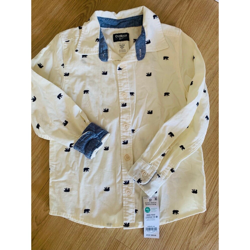 NWT OSHKOSH soft corduroy button up shirt 5 T